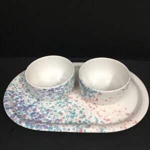 WAECHTERSBACH West Germany Confetti Colored Platter and 2 Bowls